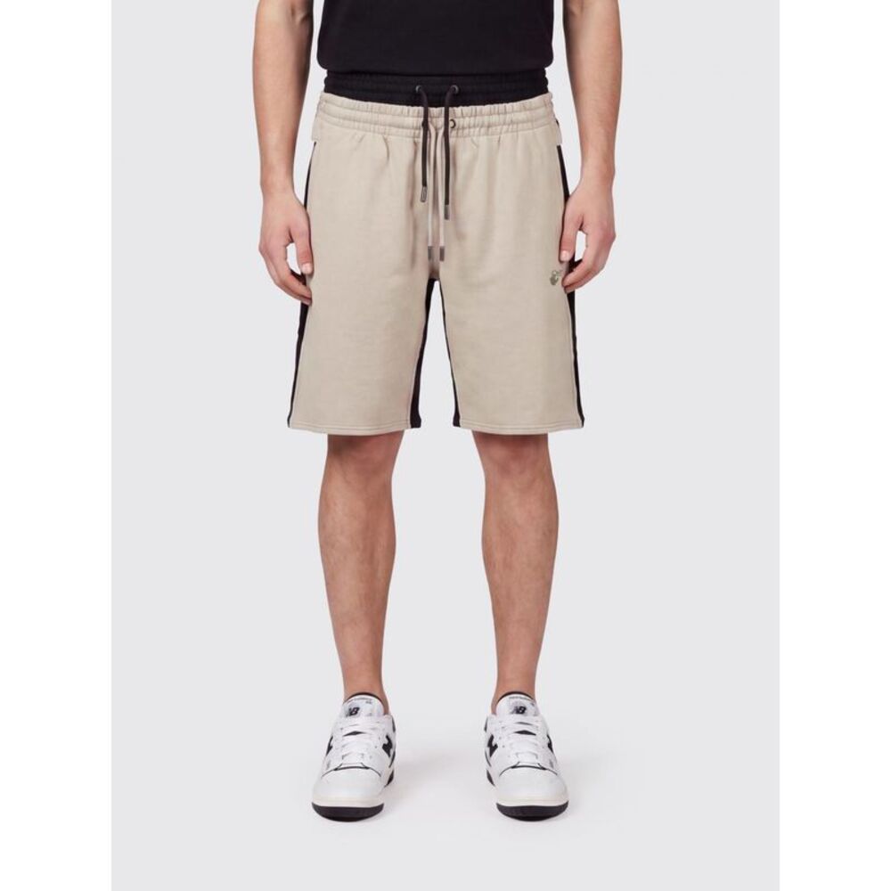 Off-White Men Striped Cotton Shorts Off-White With Diagonal Logo And Drawstring